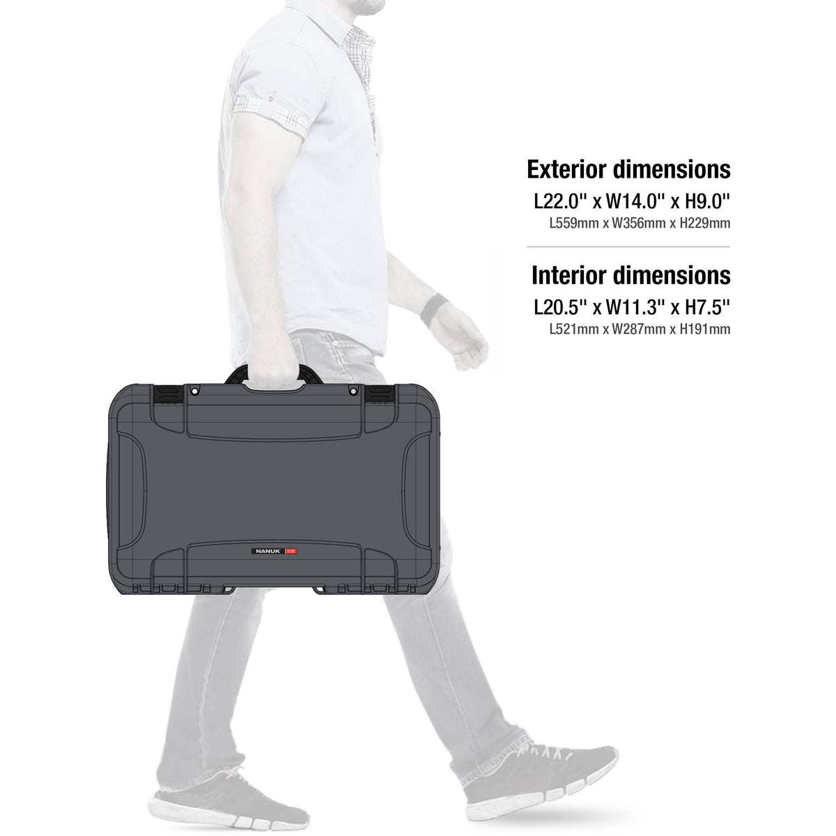 Estuche Rígido Nanuk 935 Pro Photo Kit (Graphite, 28.5L) - detalle