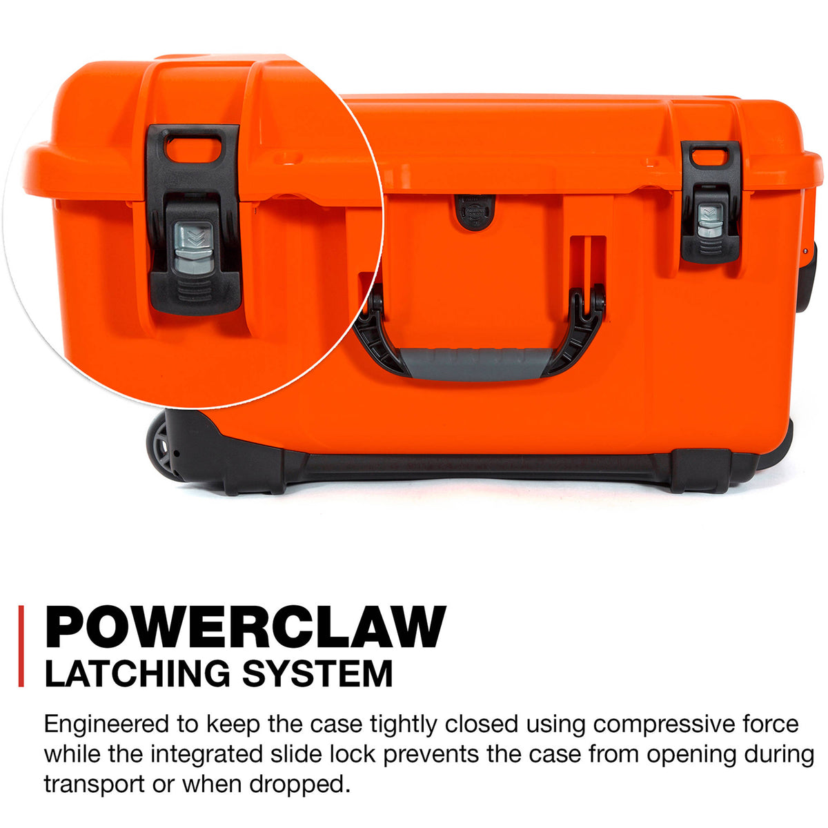 Estuche Rígido Nanuk 938 con ruedas con espuma (Naranja, 51.1L) - vista lateral