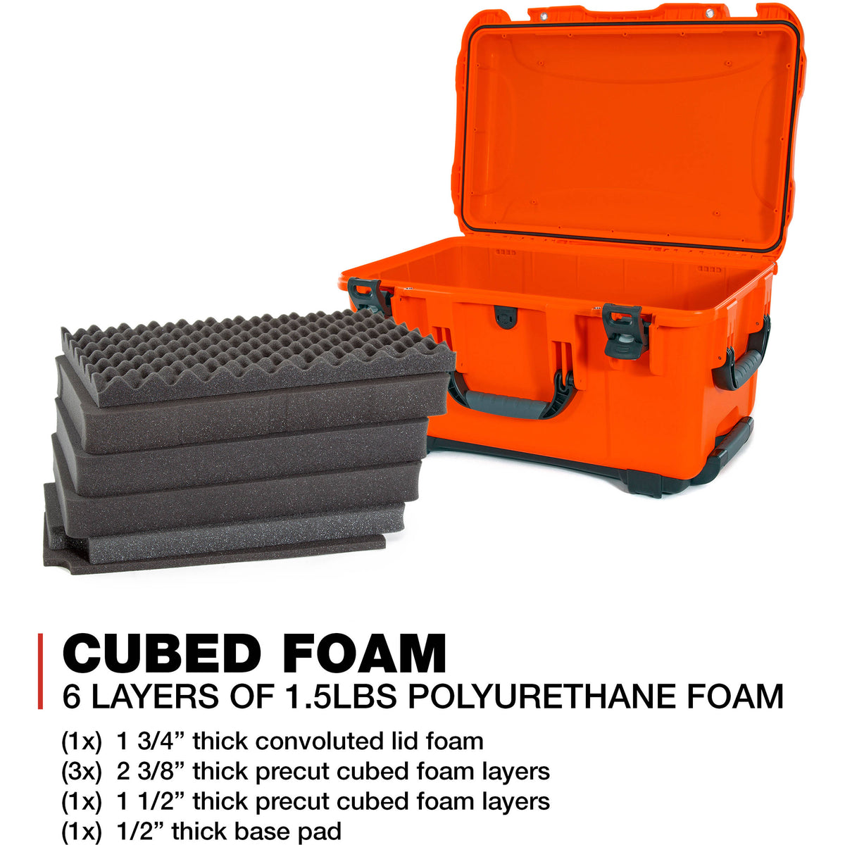 Estuche Rígido Nanuk 938 con ruedas con espuma (Naranja, 51.1L) - puertos y conexiones