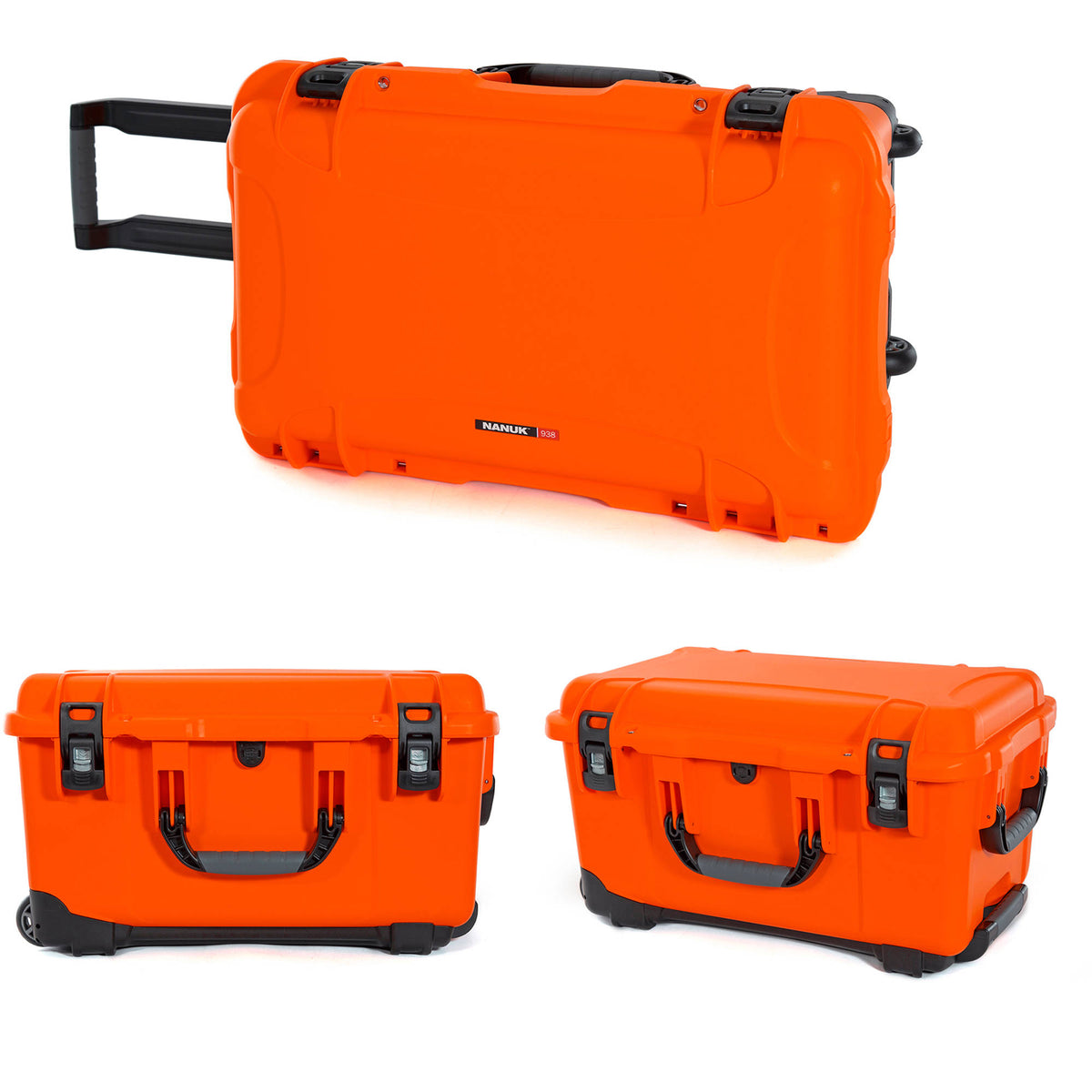 Estuche Rígido Nanuk 938 con ruedas con espuma (Naranja, 51.1L) - en uso