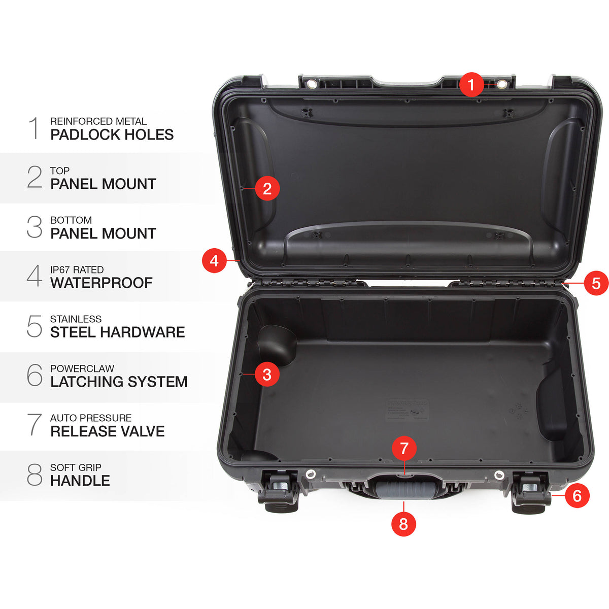 Estuche Rígido Nanuk 938 con ruedas (Negro, 51.1L) - detalle