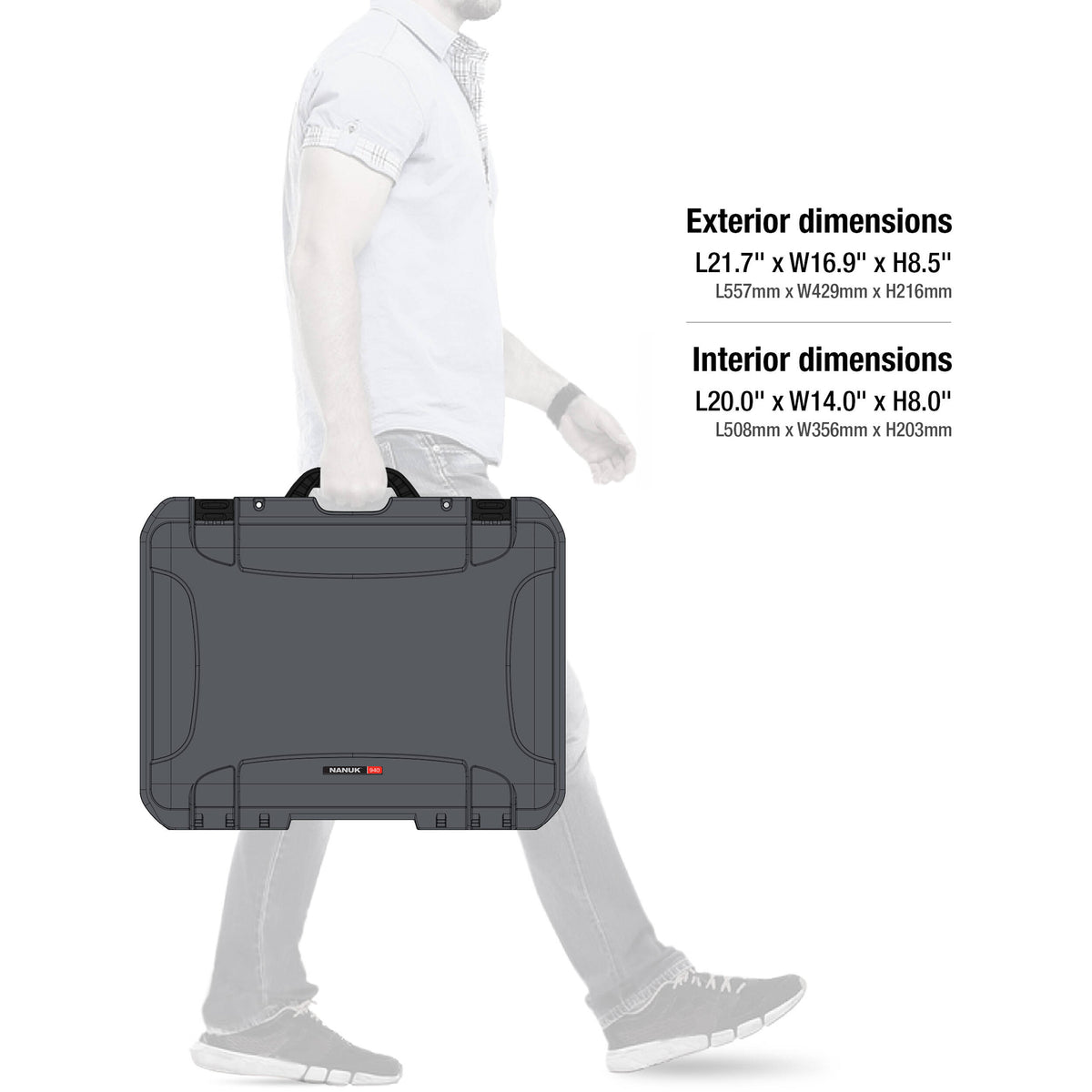 Estuche Rígido Nanuk 940 con divisores acolchados (Graphite, 36.7L) - contenido de la caja