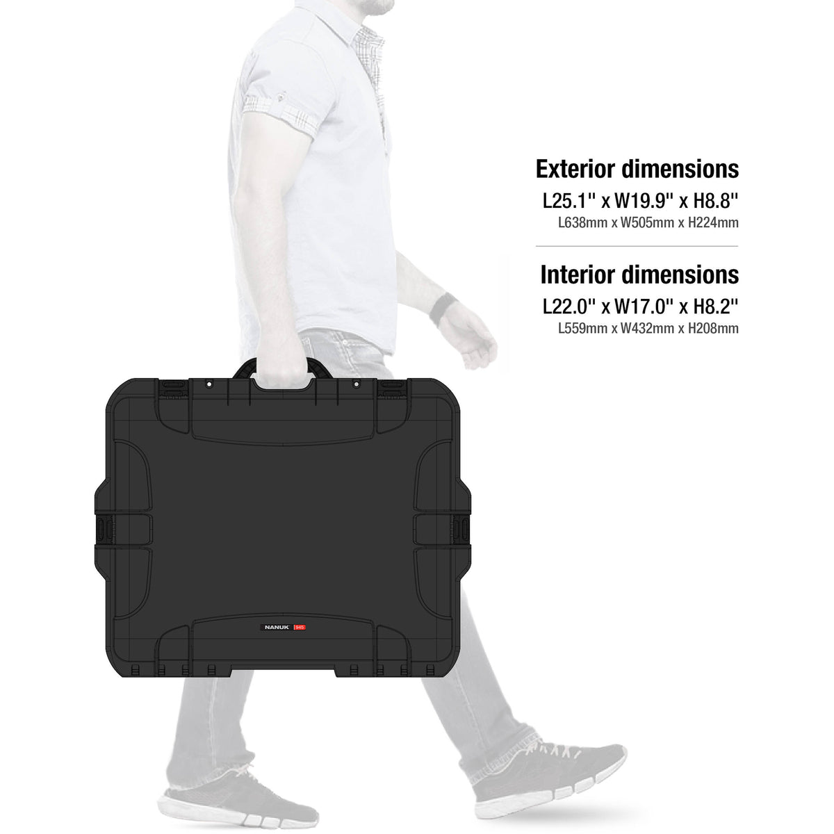 Estuche Rígido Nanuk 945 Hard Pro Photo Kit (Negro, 50.2L) - contenido de la caja