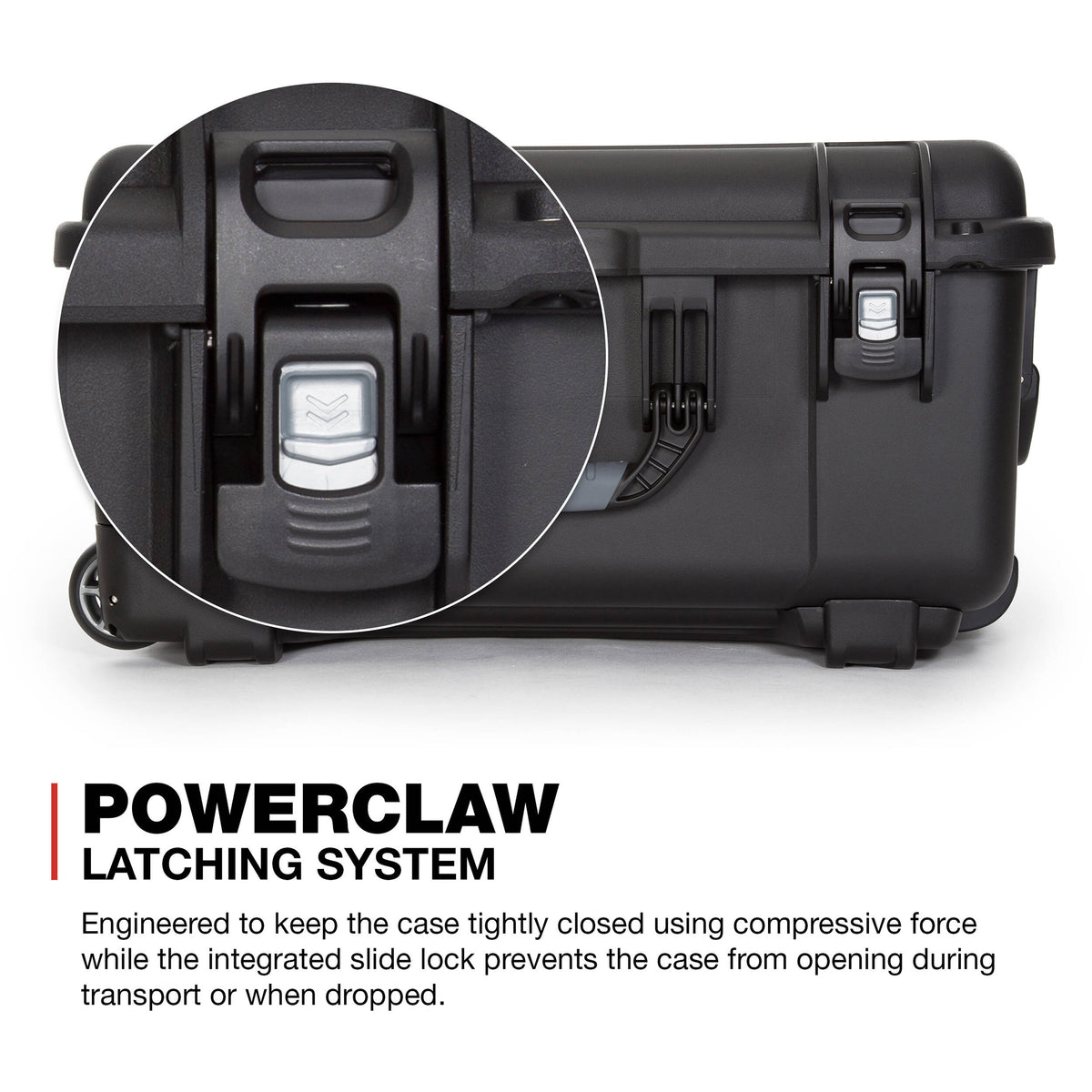 Estuche Rígido Nanuk 950 con ruedas con divisores acolchados (Negro, 51.9L) - vista lateral