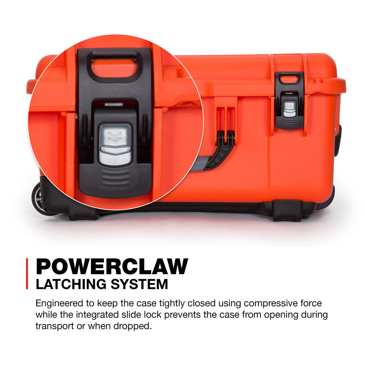 Estuche Rígido Nanuk 950 con ruedas con espuma en cubos (Naranja, 51.9L) - vista lateral