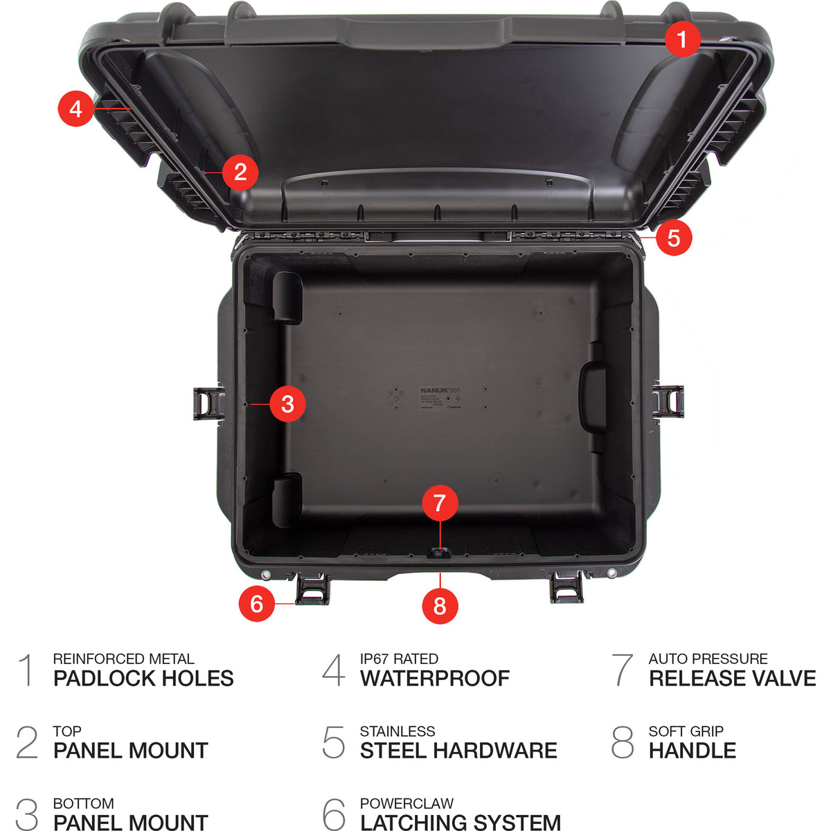 Estuche Rígido Nanuk 955 con ruedas (Negro, 62.5L) - detalle