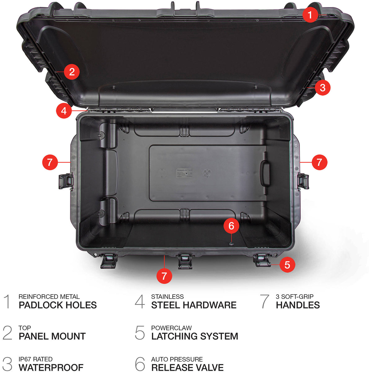 Estuche Rígido Nanuk 965 con ruedas (Negro, 119.7L) - detalle