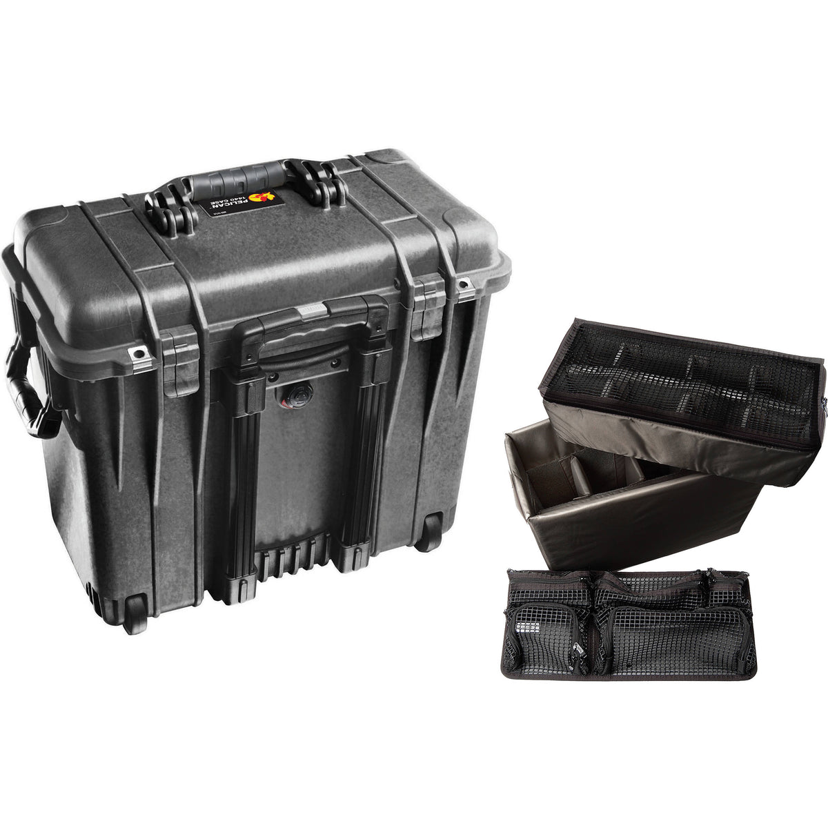 Estuche Rígido Pelican 1440 con ruedas Top Loader con utilitario divisores acolchados juego y organizador en la tapa (Negro) 