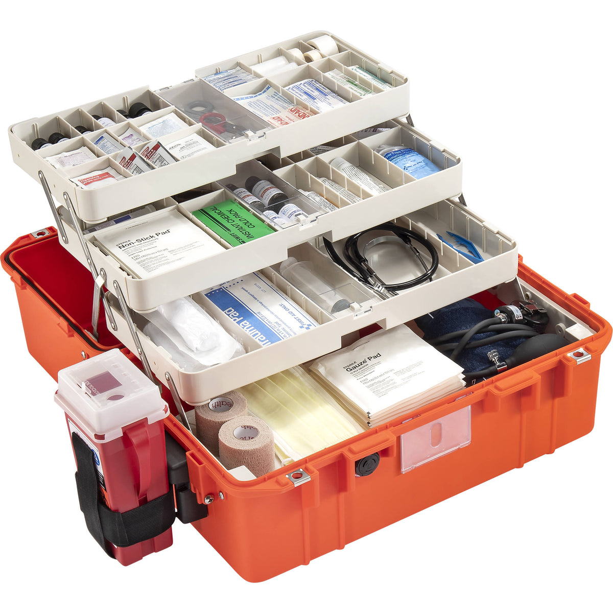 Estuche Rígido Pelican 1465EMS Air EMS con organizador y divisores (Naranja) - vista lateral