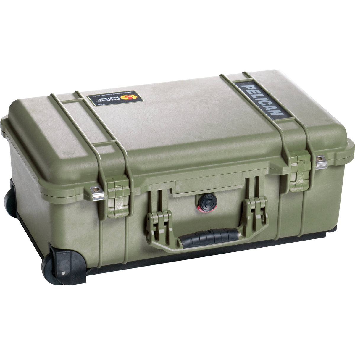 Estuche Rígido Pelican 1510 Carry On con Amarillo y Negro juego de divisores (Verde oliva Drab) - vista frontal