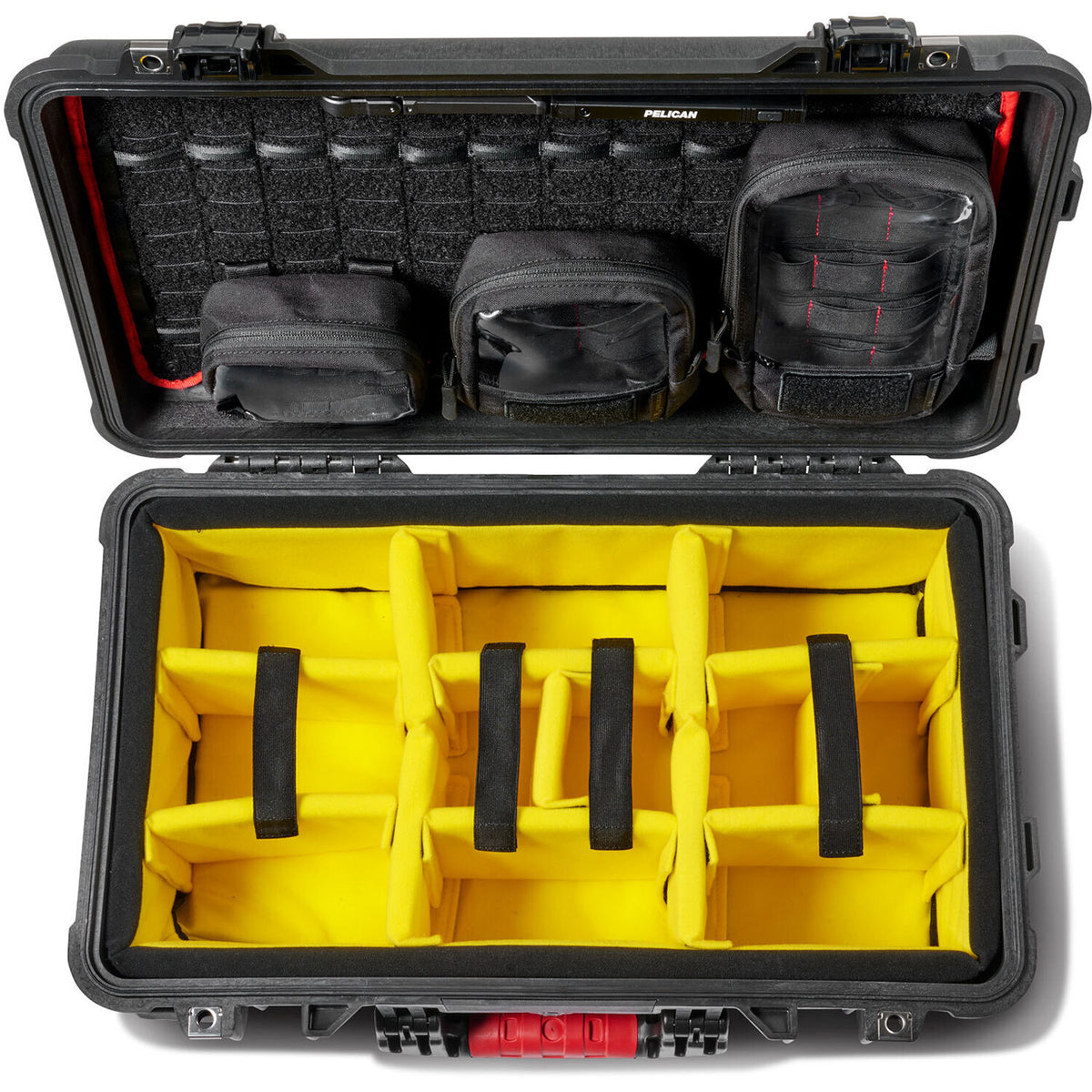 Estuche Rígido Pelican 1510 Protector Studio con juego de divisores y organizador en la tapa (Negro) - vista frontal