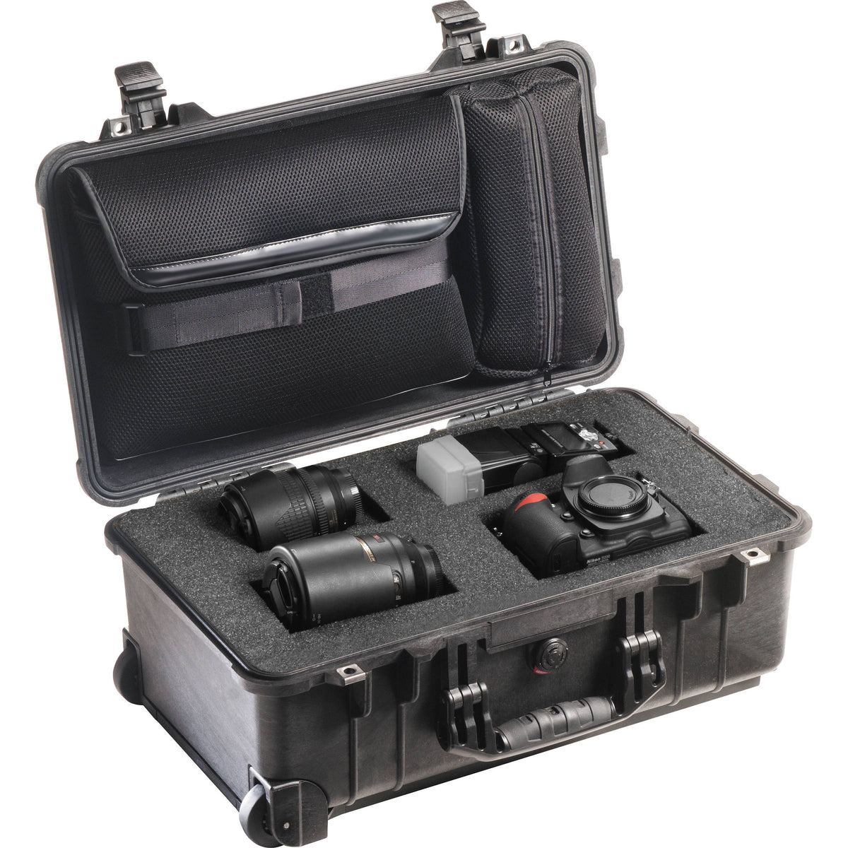Estuche Rígido Pelican 1510LFC de cabina con ruedas con espuma & Laptop Sleeve (Negro) - vista principal