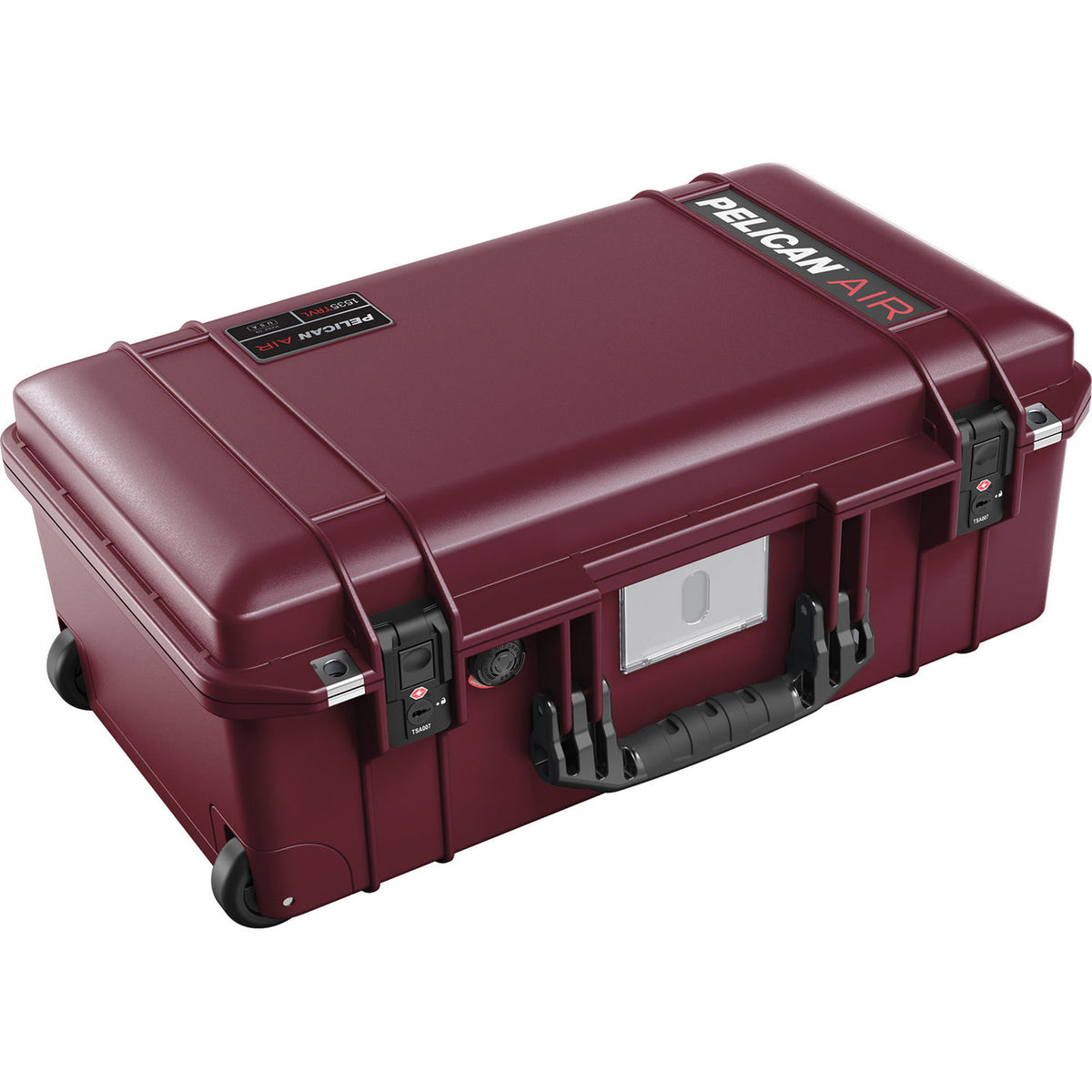 Estuche Rígido Pelican 1535TRVL con ruedas de cabina Air con organizador de tapa y Packing Cubes (Oxblood) - puertos y conexi