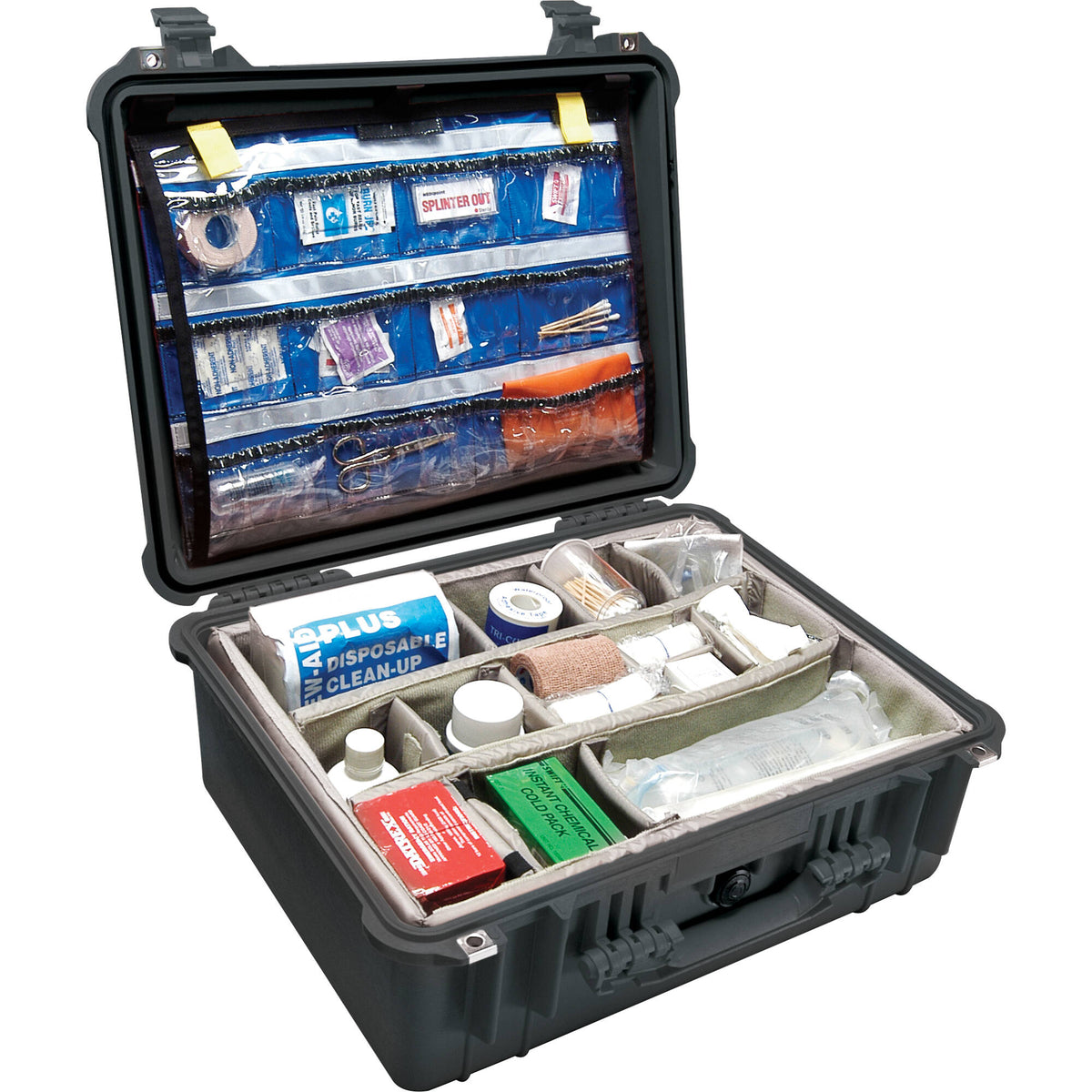 Estuche Rígido Pelican 1550 EMS con Organizer y divisores (Negro) - vista frontal