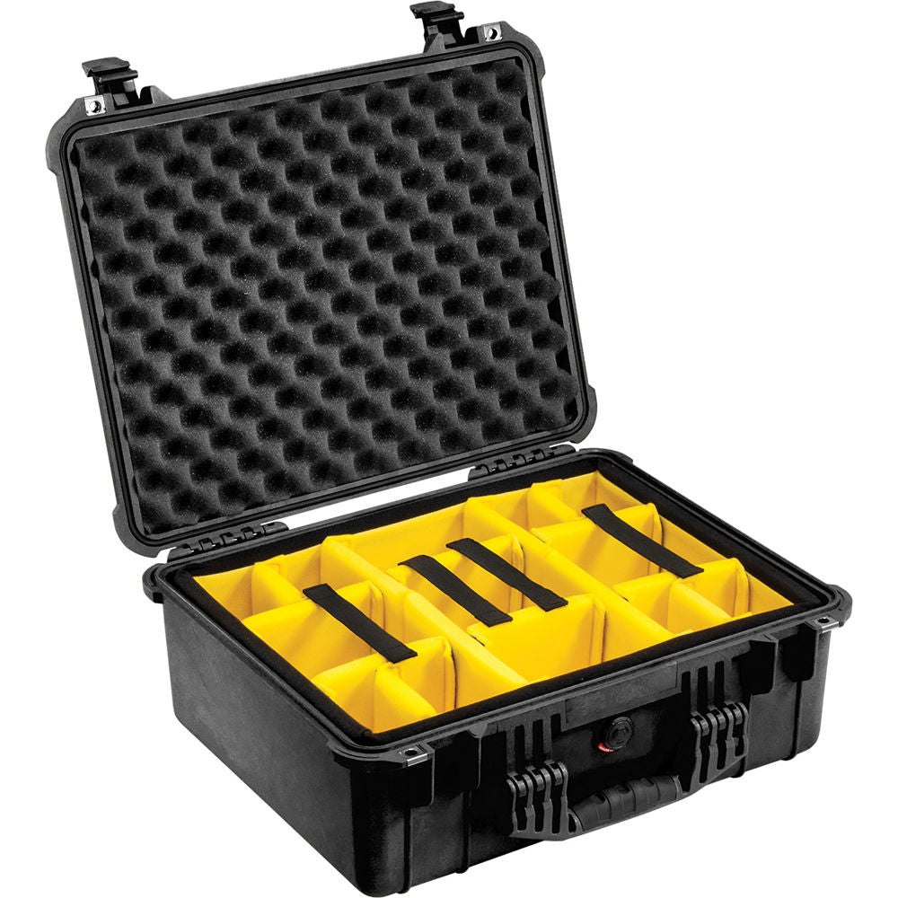 Estuche Rígido Pelican 1554 Waterproof 1550 con Amarillo y Negro juego de divisores (Negro) - vista principal
