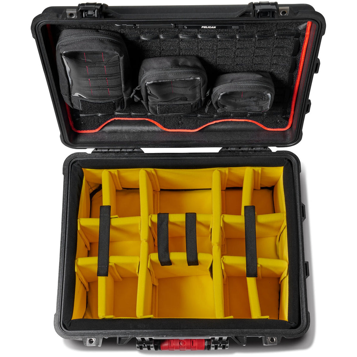 Estuche Rígido Pelican 1560 Protector Studio con juego de divisores y organizador en la tapa (Negro) - vista frontal