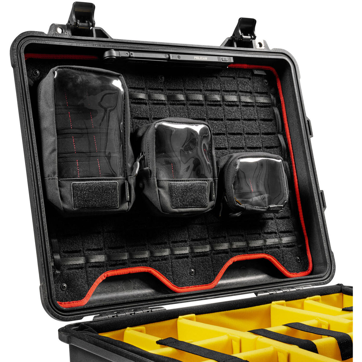 Estuche Rígido Pelican 1560 Protector Studio con juego de divisores y organizador en la tapa (Negro) - contenido de la caja