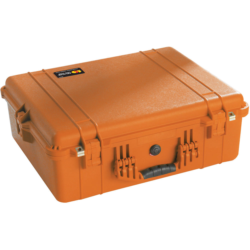 Estuche Rígido Pelican 1600EMS Watertight ATA con EMS Organizer y divisores (Naranja) - vista frontal