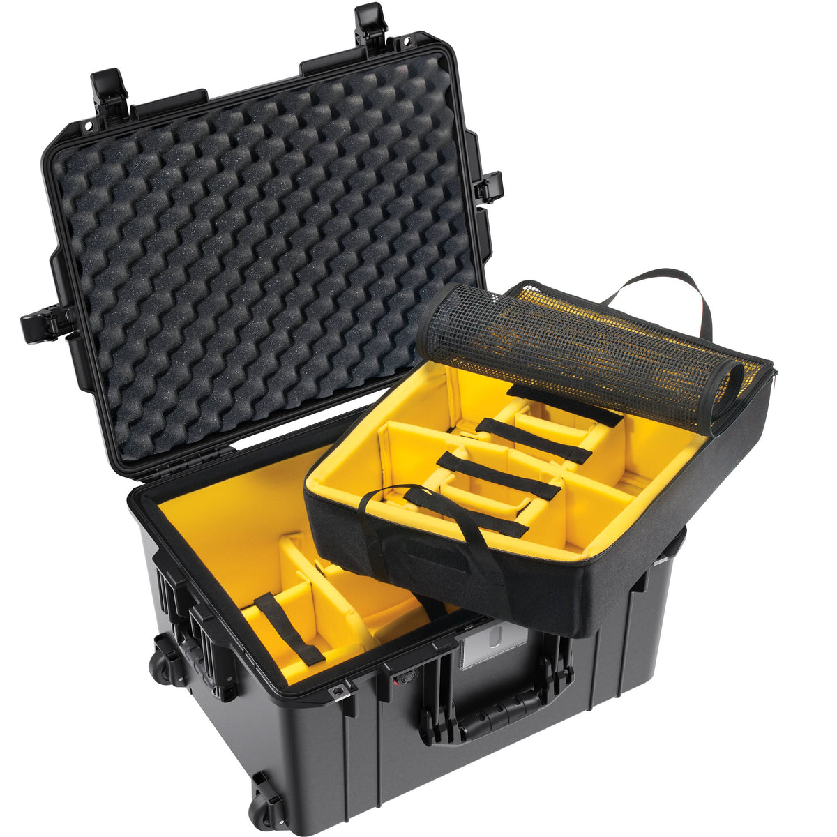 Estuche Rígido Pelican 1607AirWD de cabina con ruedas con divisores acolchados (Negro) - vista principal