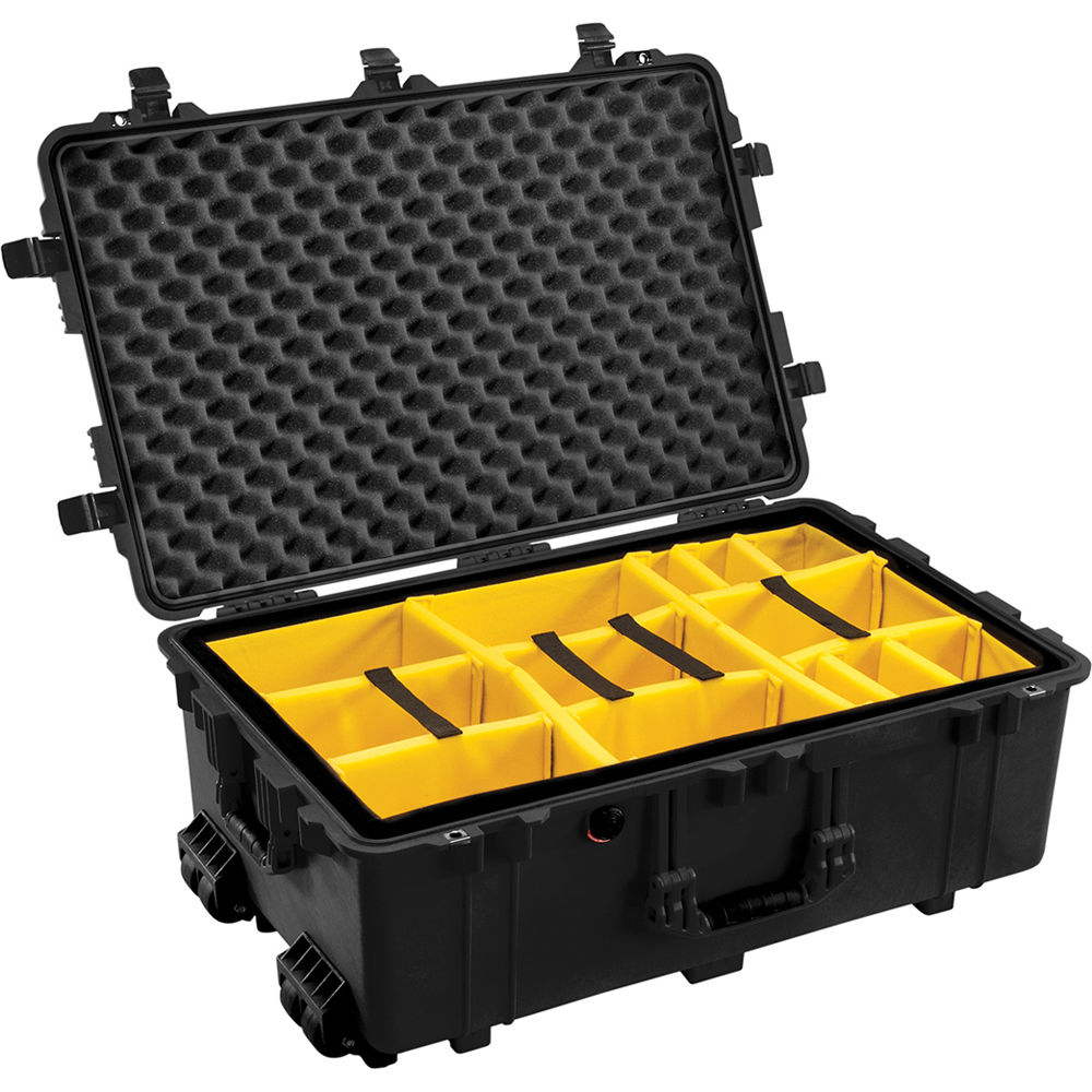 Estuche Rígido Pelican 1654 Waterproof 1650 con Amarillo y Negro juego de divisores (Negro) - vista principal