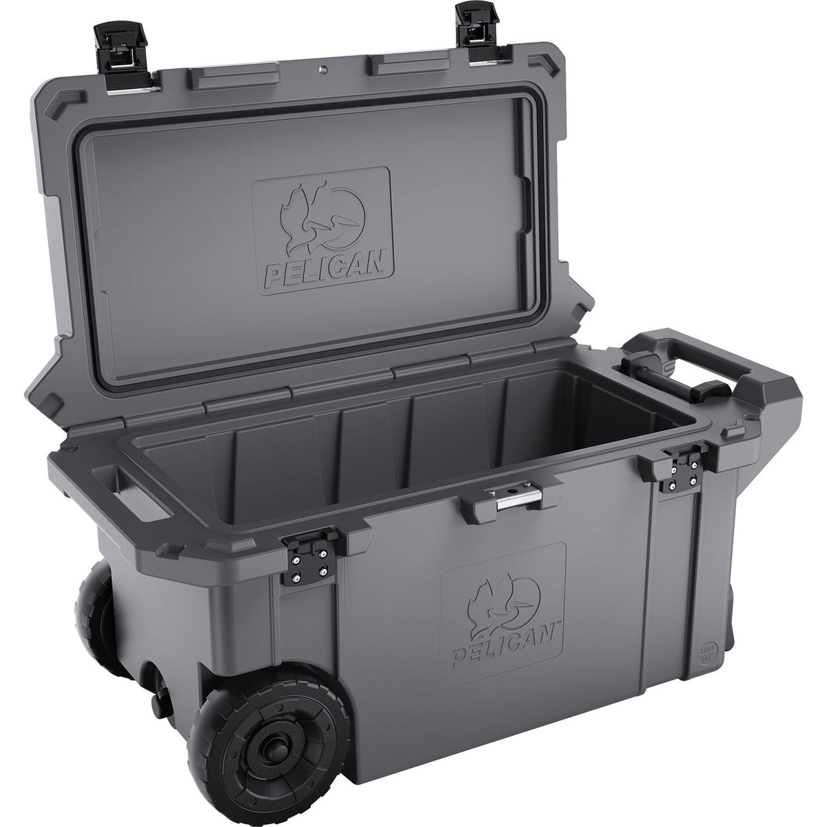 Estuche Rígido Pelican 80QT Elite con ruedas Cooler (Dark Gris) - vista trasera