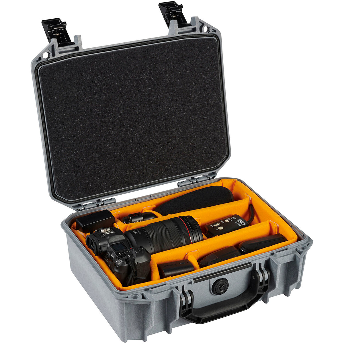 Estuche Rígido Pelican Vault 200 con Lid espuma y divisores (Gris, 6.5L) - contenido de la caja