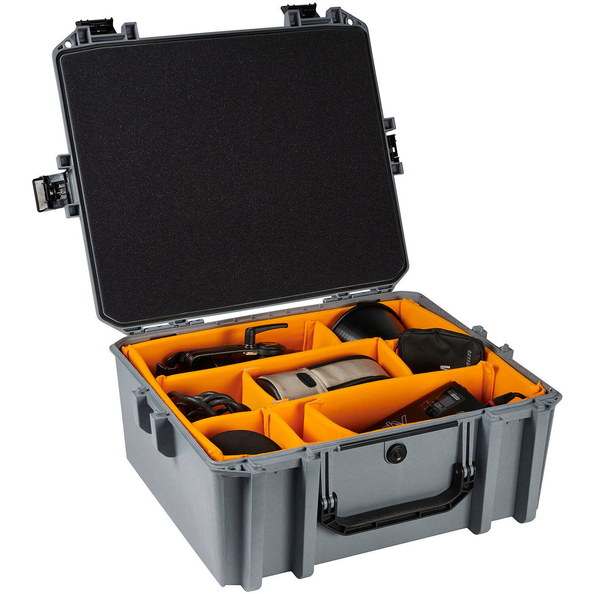 Estuche Rígido Pelican Vault V600WD con divisores acolchados (Gris, 55.5L) - contenido de la caja