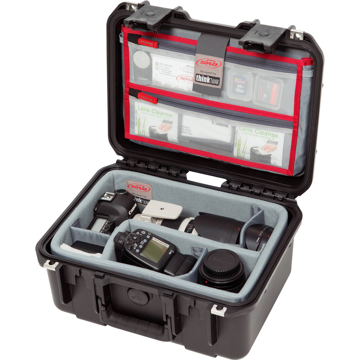 Estuche Rígido SKB iSeries 1309-6 con Think Tank Photo divisores & organizador en la tapa (Negro) - vista trasera