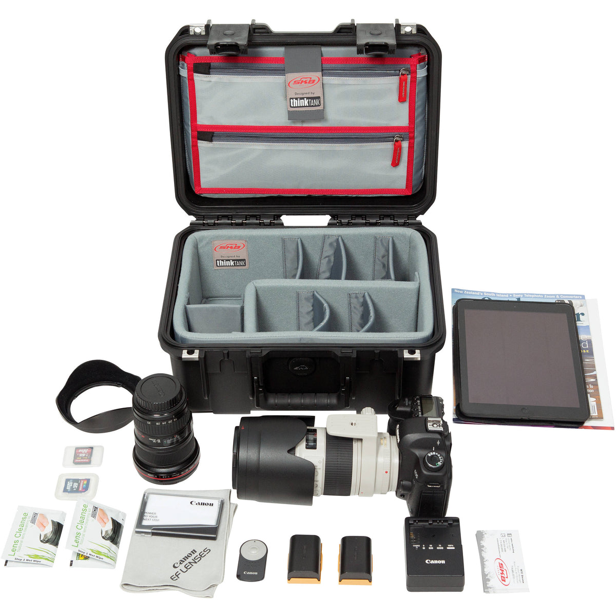 Estuche Rígido SKB iSeries 1309-6 con Think Tank Photo divisores & organizador en la tapa (Negro) - contenido de la caja