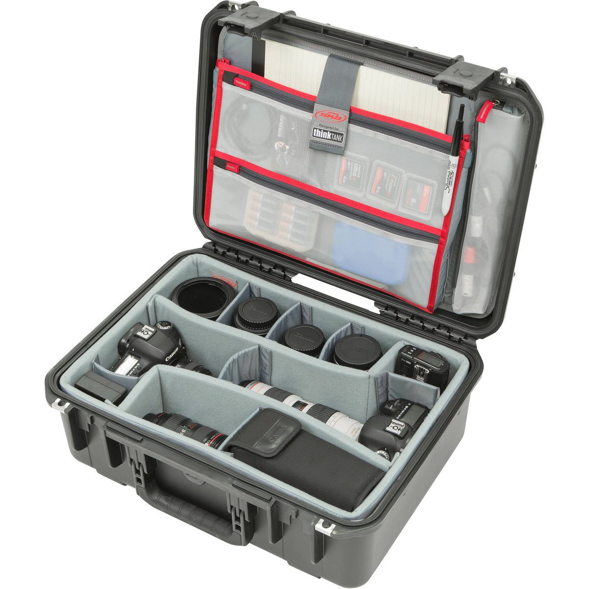 Estuche Rígido SKB iSeries 1813-7 con Think Tank Photo divisores & organizador en la tapa (Negro) - detalle