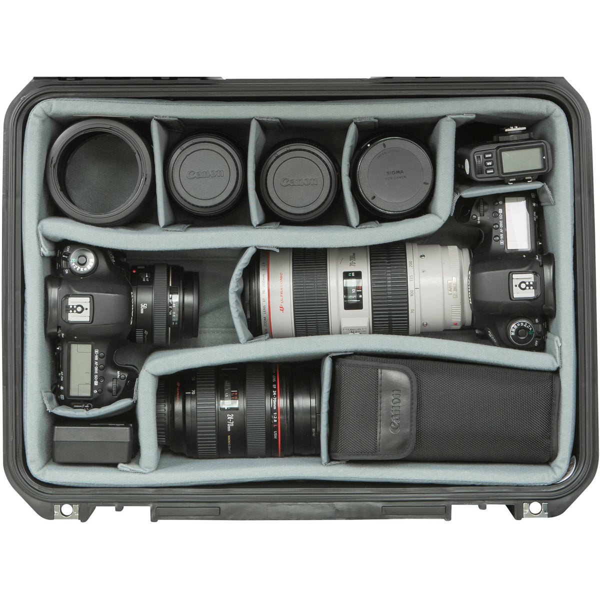 Estuche Rígido SKB iSeries 1813-7 con Think Tank Photo divisores & organizador en la tapa (Negro) - contenido de la caja