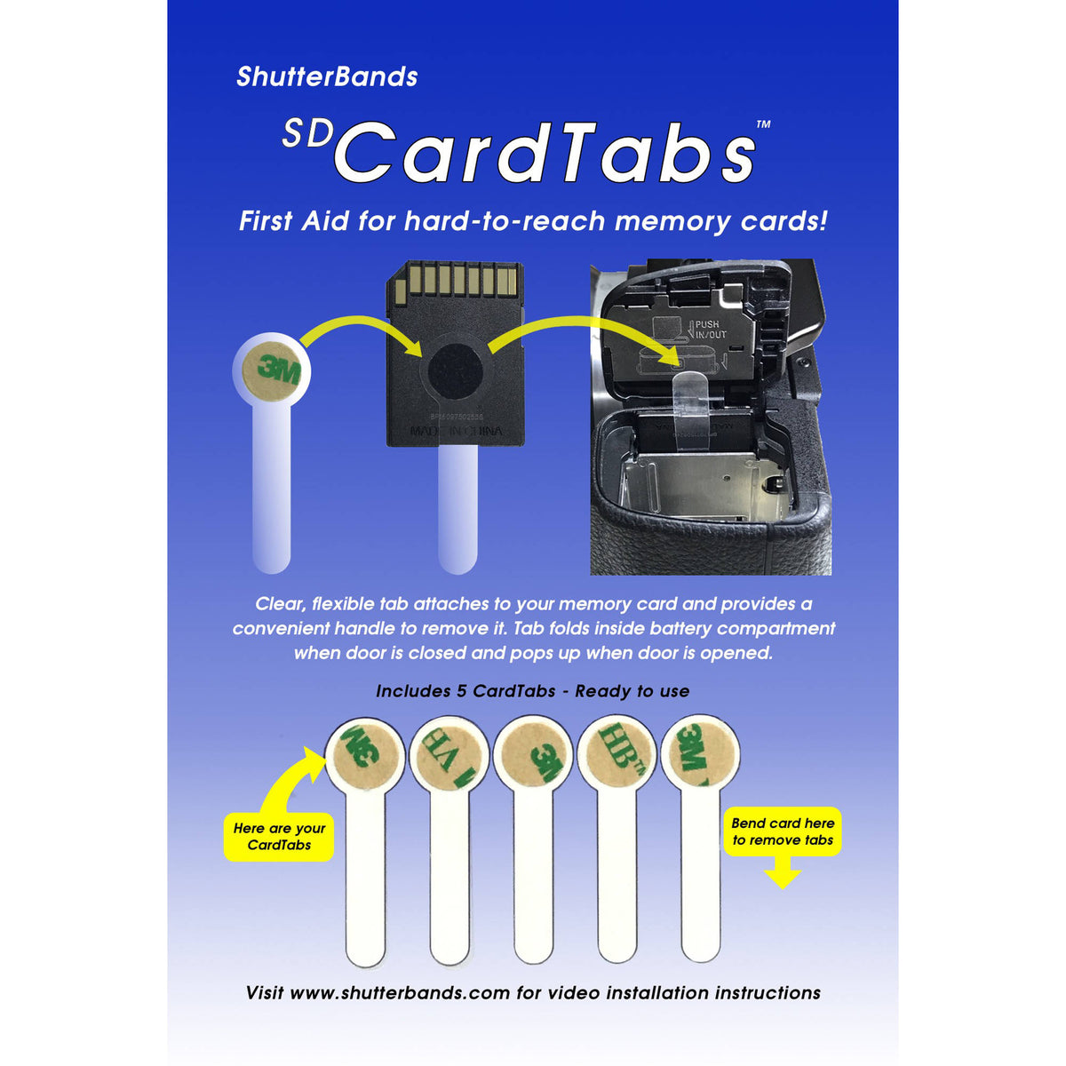 Etiquetas para Tarjetas ShutterBands SD CardTabs (5-unidades) - vista principal