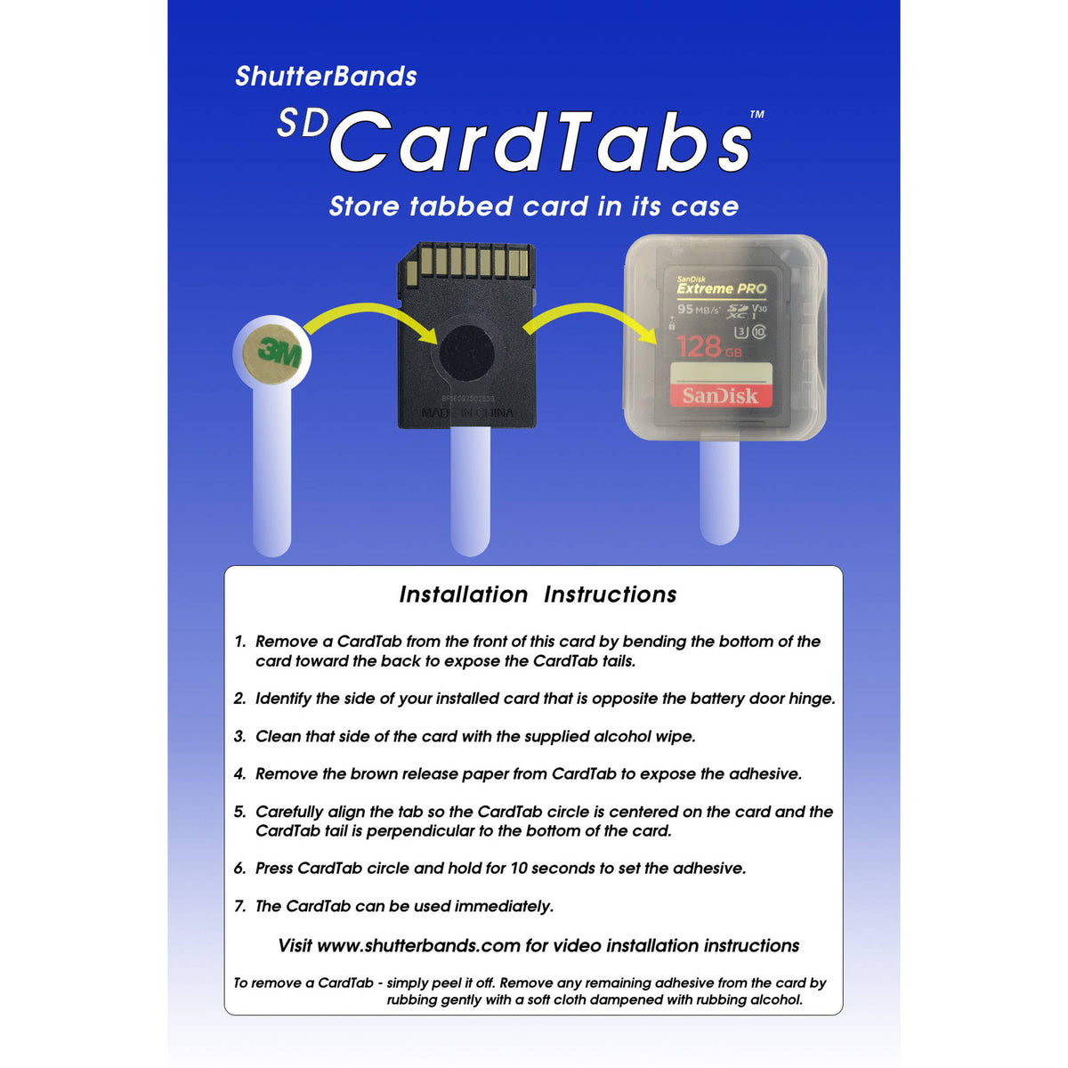 Etiquetas para Tarjetas ShutterBands SD CardTabs (5-unidades) - vista frontal