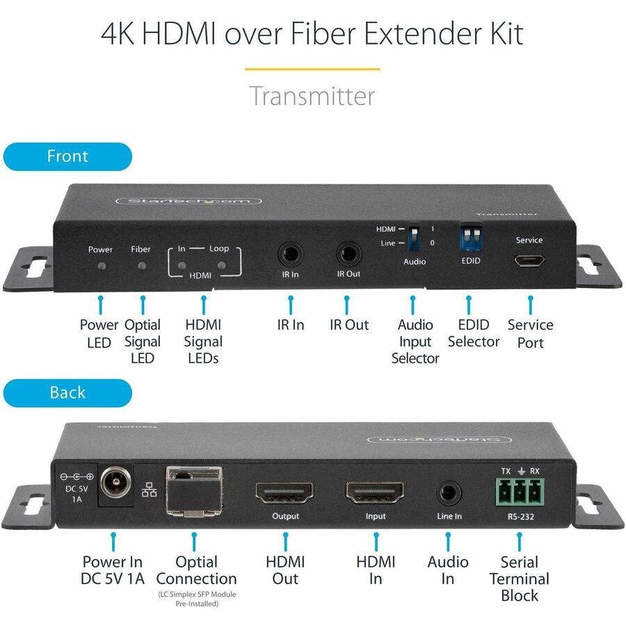 Extensor AV StarTech.com StarTech 4K HDMI over Fiber Extender Kit - vista 3