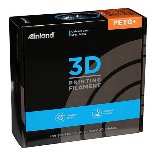 Filamento 3D Inland PETG+ 1.75mm Negro 1.0 kg — vista lateral