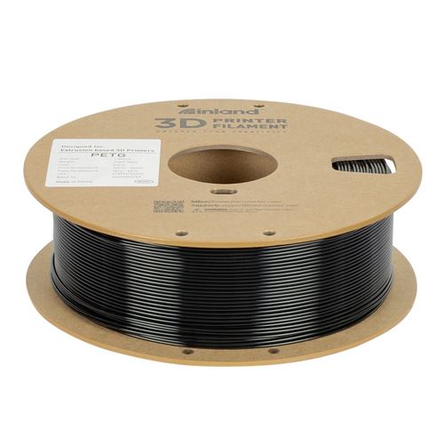 Filamento 3D Inland PETG 1.75mm Negro 1.0 kg — vista lateral