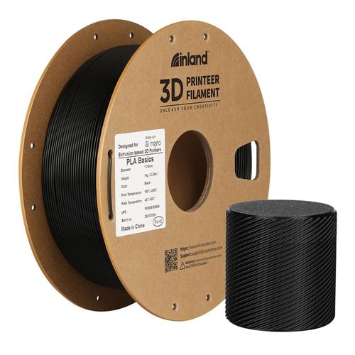 Filamento 3D Inland PLA 1.75mm Negro 1.0 kg — vista frontal