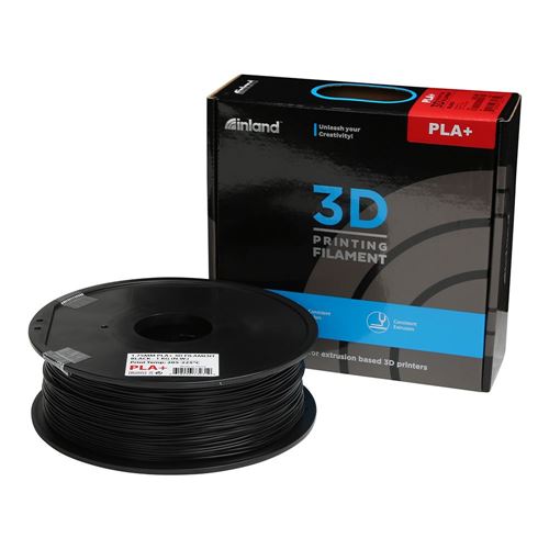 Filamento 3D Inland PLA+ 1.75mm Negro 1.0 kg — vista frontal