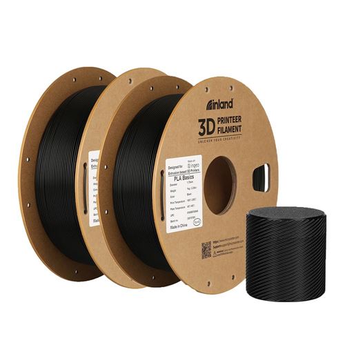 Filamento 3D Inland PLA 1.75mm Negro 2.0 kg (pack de 2)