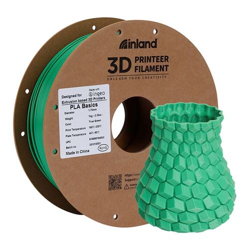 Filamento 3D Inland PLA 1.75mm Verde 1.0 kg — vista frontal