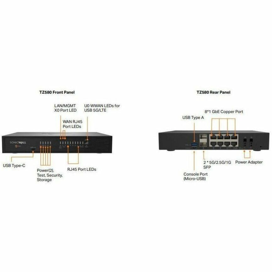 Firewall SonicWall (3 & Free Offer) SonicWall TZ580 SECURE UPGRADE PLUS - vista 4