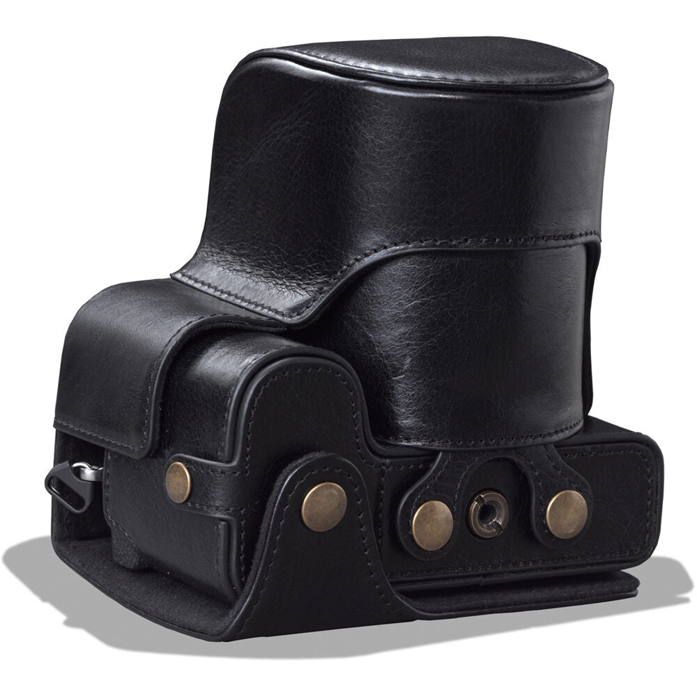 Funda a medida MegaGear Ever Ready Genuine Leather para FUJIFILM X-S10 con 18-55mm Lens (Negro) - vista frontal