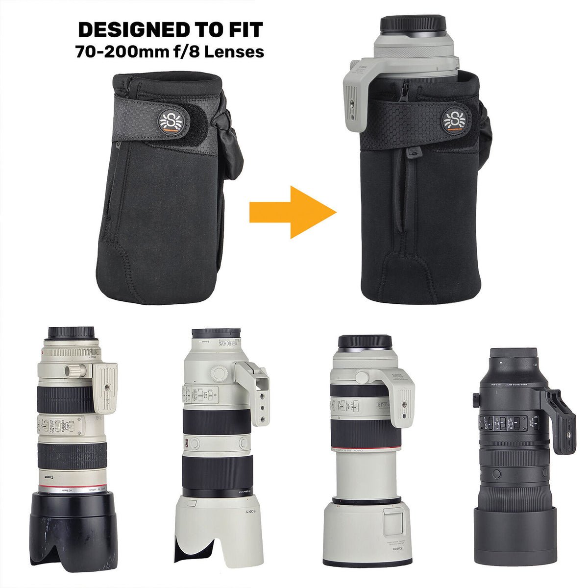 Funda para Lente Spider Camera Holster Spider v2 para 70-200mm - en uso
