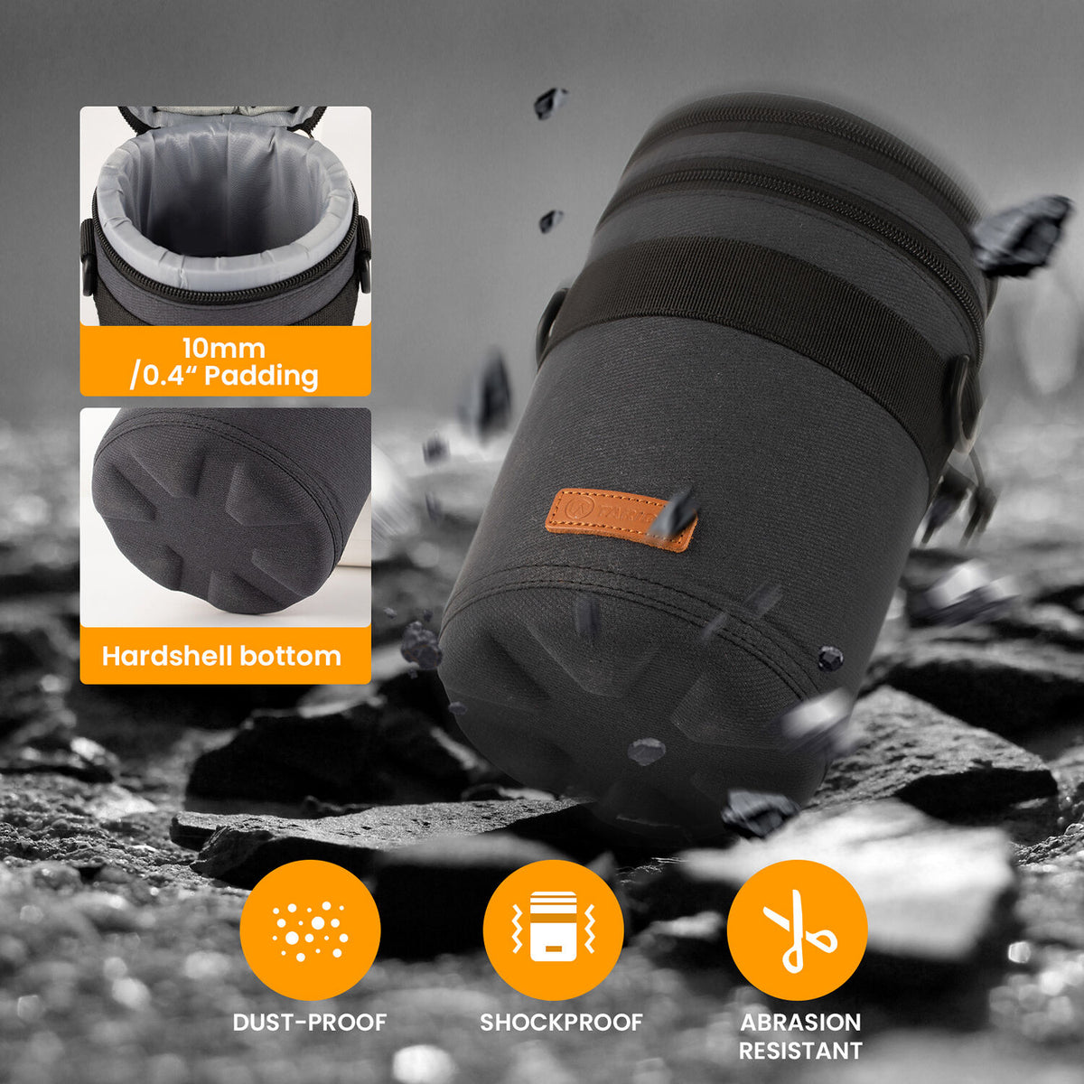 Funda para Lente TARION Hard-Shell (Negro, 3.7 x 6.9") - vista trasera