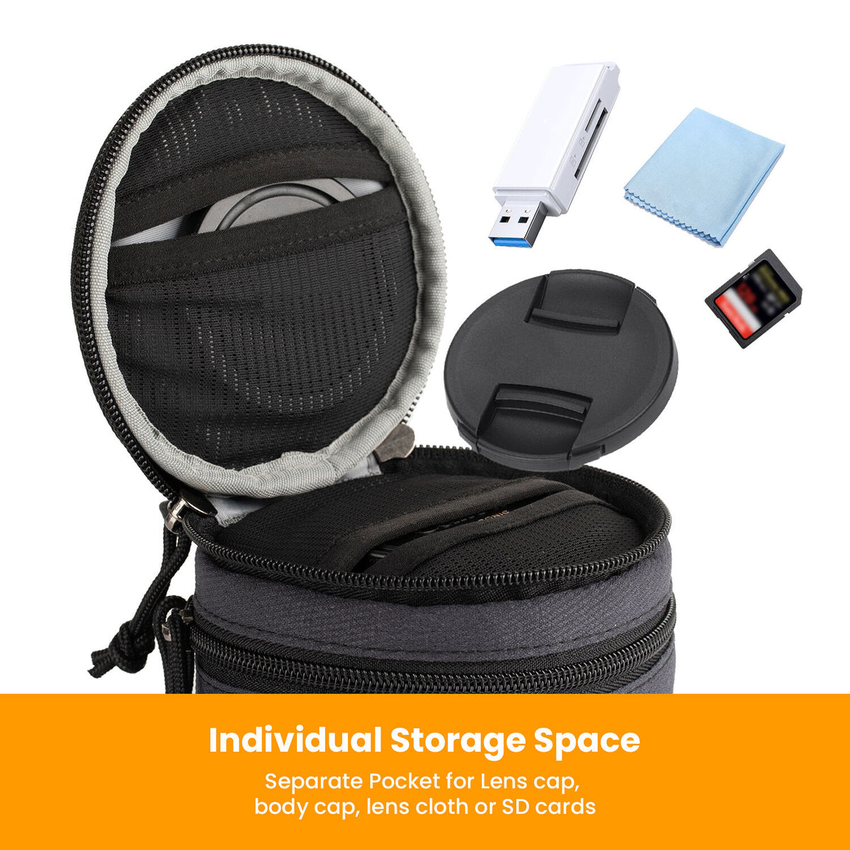 Funda para Lente TARION Hard-Shell (Negro, 3.7 x 6.9") - vista lateral