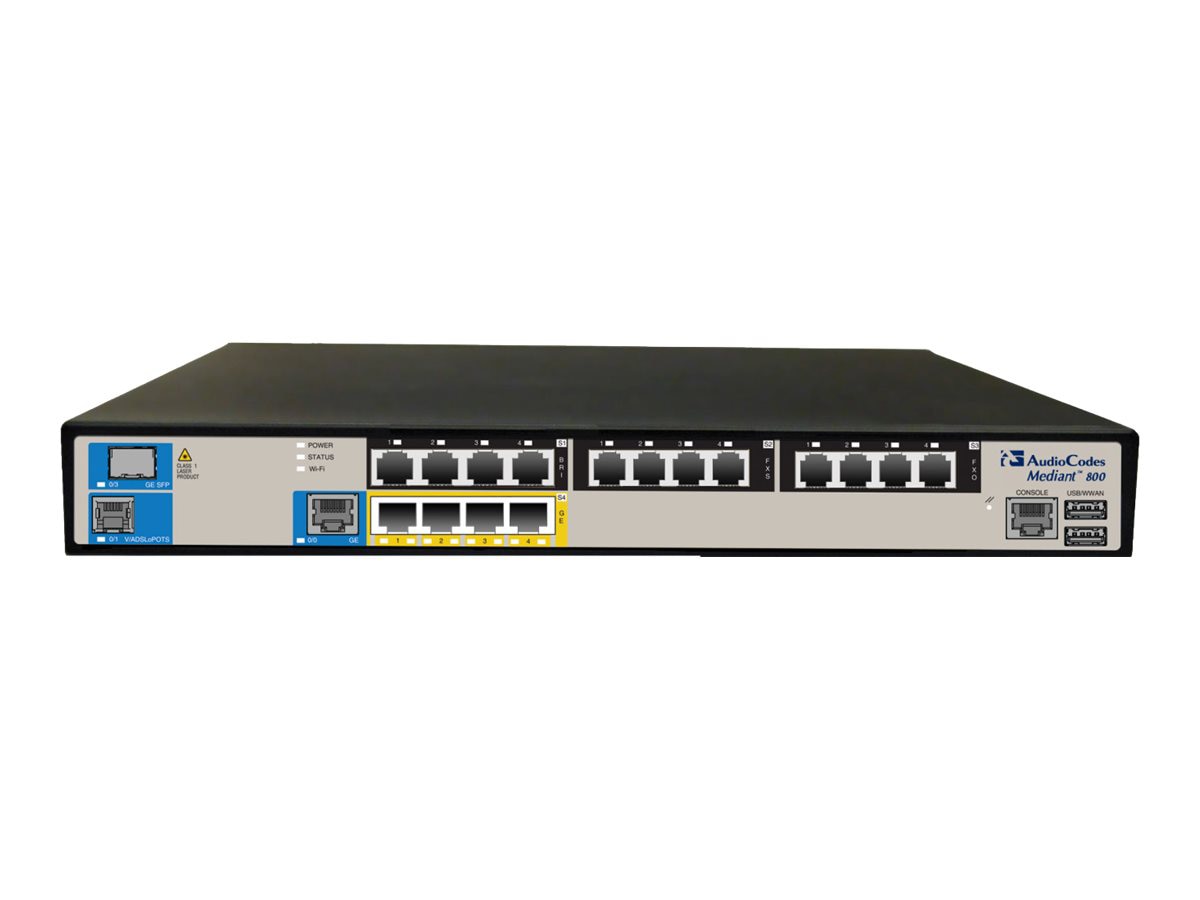 Gateway VoIP AudioCodes Mediant 800B E-SBC, hasta 60 canales de voz, 250 sesiones SIP, 1U - vista 1