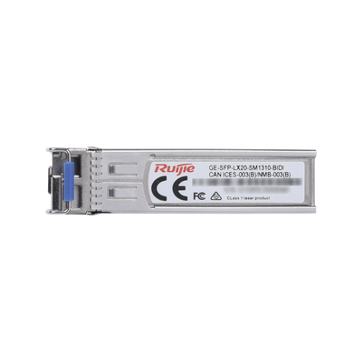 Módulo transceptor GE-SFP-LX20-SM1310-BIDI 1000BASE-LX SFP 1 Ruijie GE-SFP-LX20-SM1310-BIDI Simplex