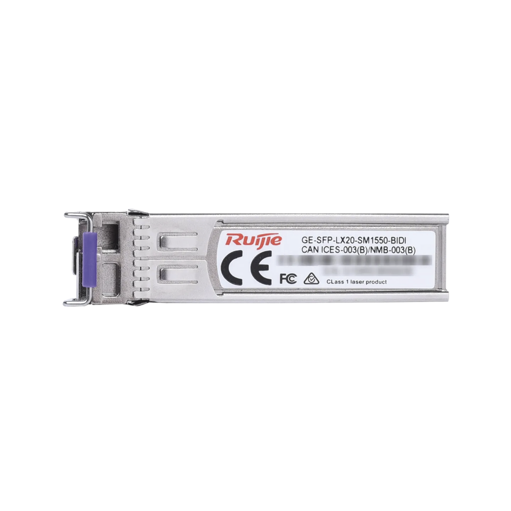 Módulo transceptor GE-SFP-LX20-SM1550-BIDI 1000BASE-LX SFP 1 Ruijie GE-SFP-LX20-SM1550-BIDI Simplex