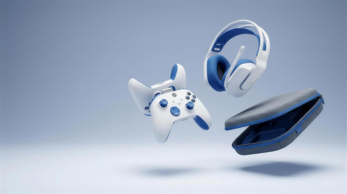 Banner Accesorios de Consola - control, dock, headset, estuche