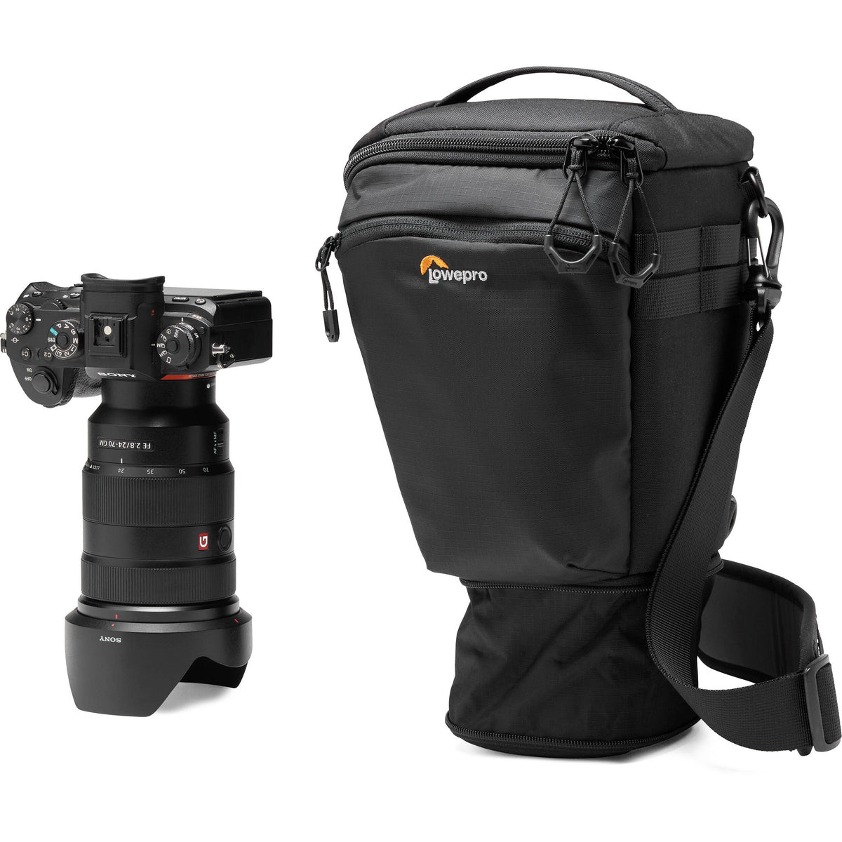 Holster Lowepro ProTactic TLZ 70 Slim AW III (Negro, 4L) - en uso